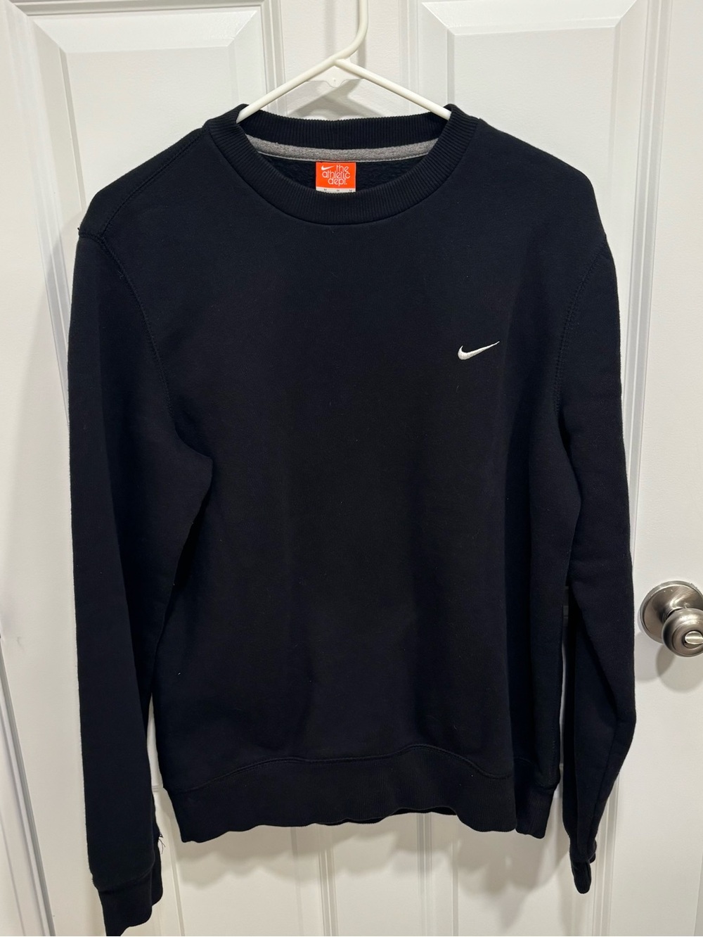Vintage Nike Classic Logo Black White Crewneck Fleece Sweatshirt Womens U.S. M